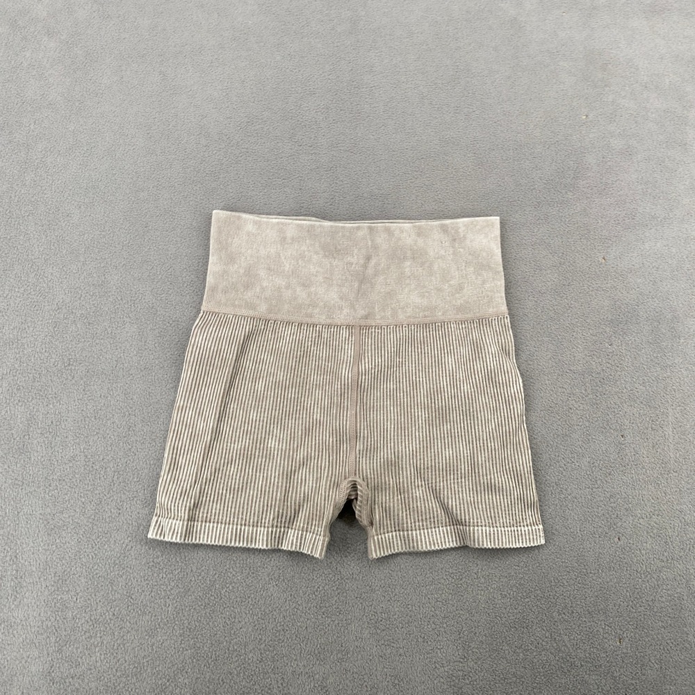 Forever 21 Tan Acid Wash Ribbed Seamless Biker Shorts High Waisted Small